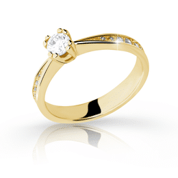 Zlatý zásnubní prsten DF 2290, žluté zlato, s briliantem