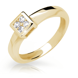 Zlatý prsten DF 2355 ze žlutého zlata, s briliantem