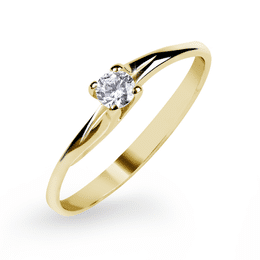 Zlatý zásnubní prsten DF 2962, žluté zlato, s briliantem