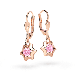 Kolczyki wiszące dziewczęce Danfil gwiazdki C2159 różowego, Pink, zapięcie patentowe