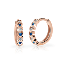 Pendientes infantiles Danfil rings C3340 en oro rosa con diamantes de imitación Azul oscuro