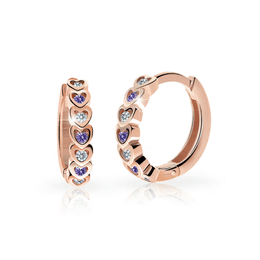 Pendientes infantiles Danfil rings C3340 en oro rosa con diamantes de imitación Amatista