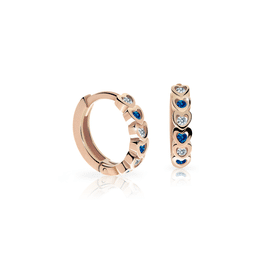 Pendientes infantiles Danfil rings C3339 en oro rosa con diamantes de imitación Azul oscuro