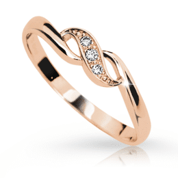 Zlatý prsten DF 2001 z růžového zlata, s briliantem