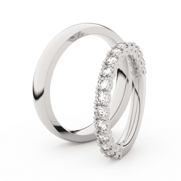 Snubní prsteny z bílého zlata s brilianty, pár - 3903