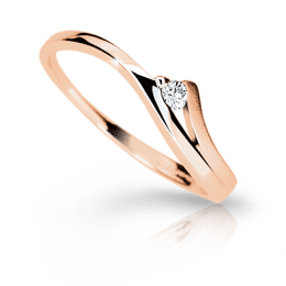 Zlatý dámský prsten DF 1718 z růžového zlata, s briliantem