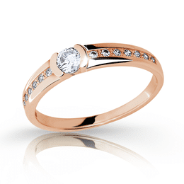 Zlatý zásnubní prsten DLR 2106, růžové zlato, se zirkony