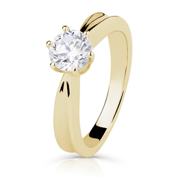 Zlatý zásnubní prsten DLR 2551 ze žlutého zlata, se zirkonem