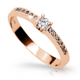Zlatý zásnubní prsten DLR 1917, růžové zlato, se zirkonem