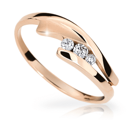 Zlatý dámský prsten DF 1750 z růžového zlata, s briliantem