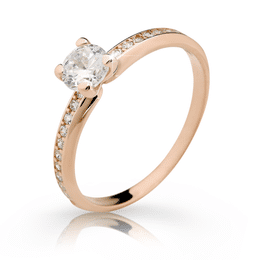 Zlatý zásnubný prsteň DF 2354, ružové zlato, s diamantom