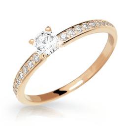 Zlatý zásnubný prsteň DF 2523, ružové zlato, s briliantom