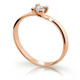 Zlatý zásnubní prsten DF 1855, růžové zlato, s briliantem