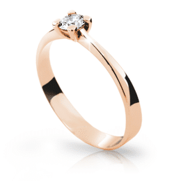 Zlatý zásnubní prsten DF 1905, růžové zlato, s briliantem