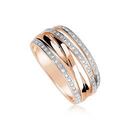 Zlatý dámský prsten DLR 3554 z růžového zlata, se zirkony