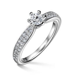 Florence Side Stones | Zásnubní prsten se středovým kamenem 0.25 ct, bílé zlato, s diamanty