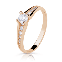 Zlatý zásnubní prsten DF 2956, růžové zlato, s briliantem