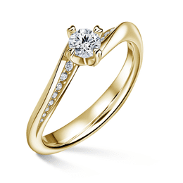 Freya Side Stones | Zásnubní prsten se středovým kamenem 0.25ct, žluté zlato, s diamanty
