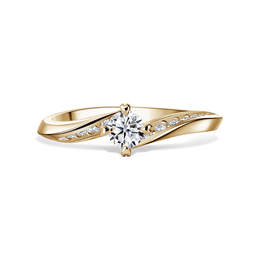 Freya Side Stones | Zásnubní prsten se středovým kamenem 0.25ct, žluté zlato, s diamanty