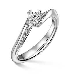 Freya Side Stones | Zásnubní prsten se středovým kamenem 0.25ct, bílé zlato, s diamanty