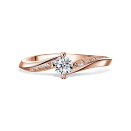 Freya Side Stones | Zásnubní prsten se středovým kamenem 0.25ct, růžové zlato, s diamanty