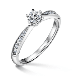 Minerva Side Stones | Zásnubní prsten se středovým kamenem 0.25 ct, bílé zlato, s diamanty