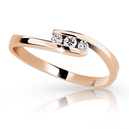 Zlatý zásnubní prsten DF 2072, růžové zlato, s briliantem