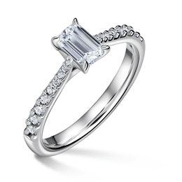 Arlene Side Stones | Zásnubní prsten se středovým kamenem 0.7 ct, bílé zlato, s diamanty
