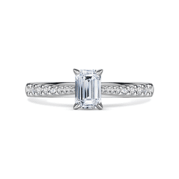 Arlene Side Stones | Zásnubní prsten se středovým kamenem 0.7 ct, bílé zlato, s diamanty