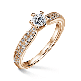 Florence Side Stones | Zásnubní prsten se středovým kamenem 0.25 ct, růžové zlato, s diamanty
