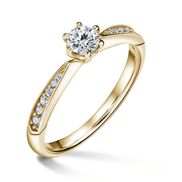 Minerva Side Stones | Zásnubní prsten se středovým kamenem 0.25 ct, žluté zlato, s diamanty