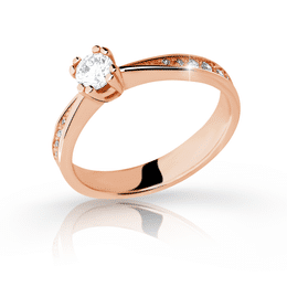 Zlatý zásnubní prsten DF 2290, růžové zlato, s briliantem