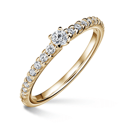 Aria | Zásnubní prsten se středovým kamenem 0.055ct, žluté zlato, s diamanty