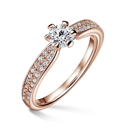 Florence Side Stones | Zásnubní prsten se středovým kamenem 0.400ct, růžové zlato, s diamanty