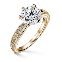 Florence Side Stones | Zásnubní prsten se středovým kamenem 1.900ct, žluté zlato, s diamanty