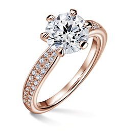 Florence Side Stones | Zásnubní prsten se středovým kamenem 1.900ct, růžové zlato, s diamanty