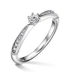 Minerva Side Stones | Verlobungsring mit Mittelstein 0,085ct, Weißgold, mit Diamanten