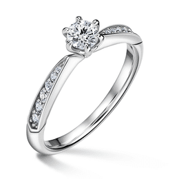 Minerva Side Stones | Zásnubní prsten se středovým kamenem 0.400 ct, bílé zlato, s diamanty