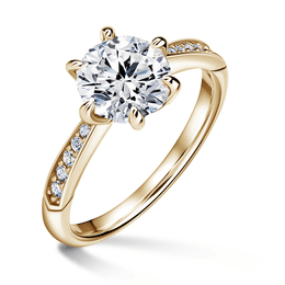 Minerva Side Stones | Zásnubní prsten se středovým kamenem 1.900ct, žluté zlato, s diamanty