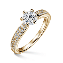 Florence Side Stones | Zásnubní prsten se středovým kamenem 0.700ct, žluté zlato, s diamanty