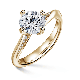 Freya Side Stones | Zásnubní prsten se středovým kamenem 1.900ct, žluté zlato, s diamanty