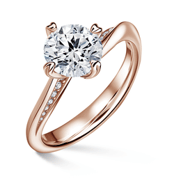 Freya Side Stones | Zásnubní prsten se středovým kamenem 1.900ct, růžové zlato, s diamanty