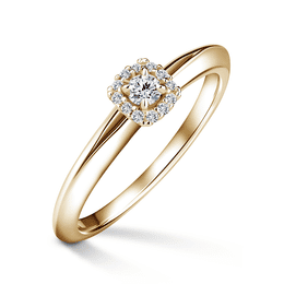 Odette | Zásnubní prsten se středovým diamantem 0.085ct, žluté zlato, s diamanty