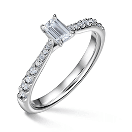 Arlene Side Stones | Zásnubný prsteň so stredovým kameňom 0.320ct, biele zlato, s diamantmi