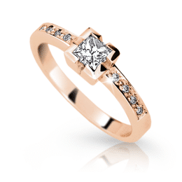 Zlatý zásnubní prsten DLR 1645, růžové zlato, se zirkony