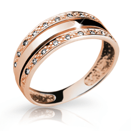 Zlatý prsten DLR 1773 z růžového zlata, se zirkony
