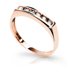 Zlatý prsteň DLR 1863 z růžového zlata, so zirkónmi