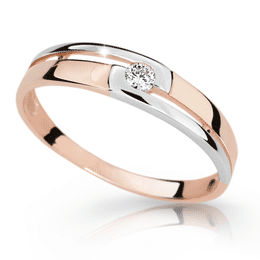Zlatý prsten DLR 1793 z růžového zlata, se zirkonem