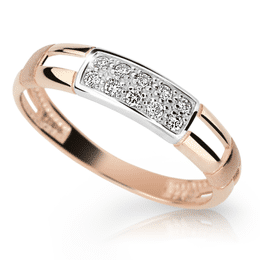 Zlatý dámský prsten DLR 2033 z růžového zlata, se zirkony