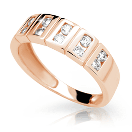 Zlatý prsteň DLR 2079 z růžového zlata, so zirkónmi